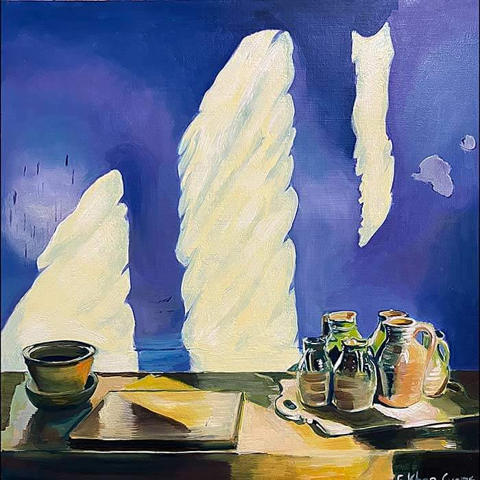 Clay Pots, Hampton Court Palace, painting, oil on week by Farida Khan-Evens