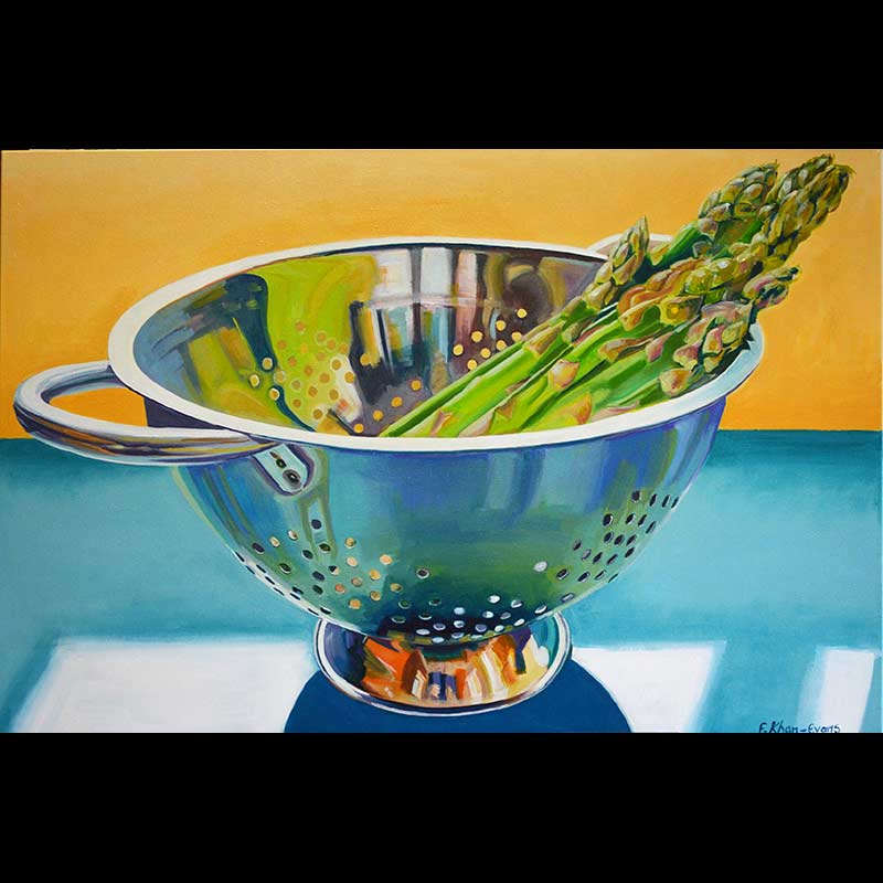 Colander with Asparagus -oil on canvas