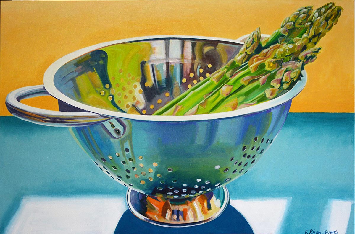 Colander with Asparagus -oil on canvas