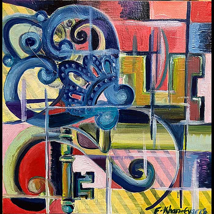 Keys, painting, Mixed Media on wood