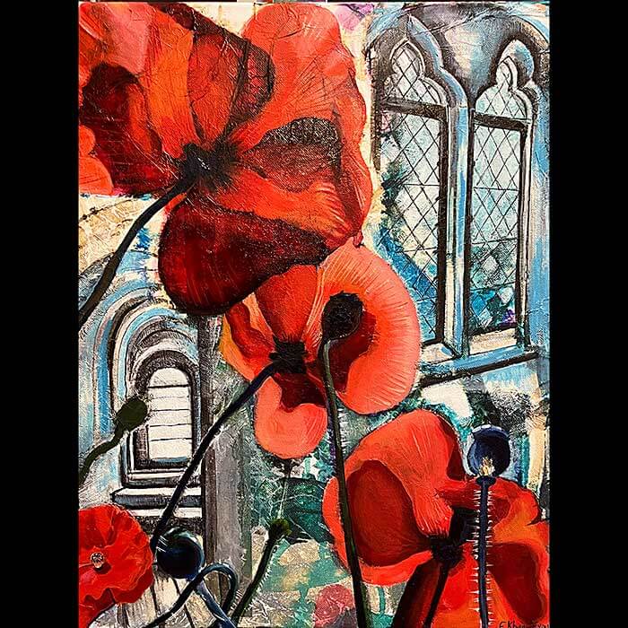 Poppies at the Tower of London painting by Farida Khan-Evans