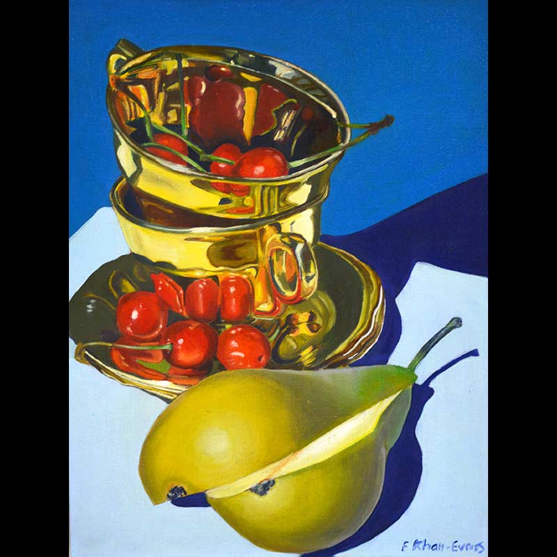 Painting of Teacup with Cherries & Pear