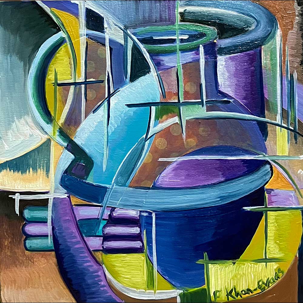Vessels - abstract painting, mixed media - Copyright Farida Khan-Evans