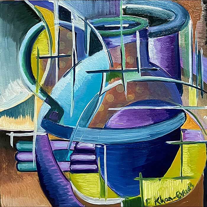 Vessels - abstract painting, mixed media - Copyright Farida Khan-Evans